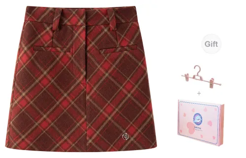 Tokyo Season Casual Short Skirts Women's Red Plaid Bodycon Skirt - Comes With Hanger