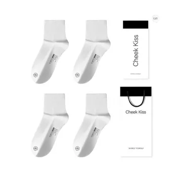 Cheekkiss Mid-Calf Socks Men's Box 4-Pack Ecru