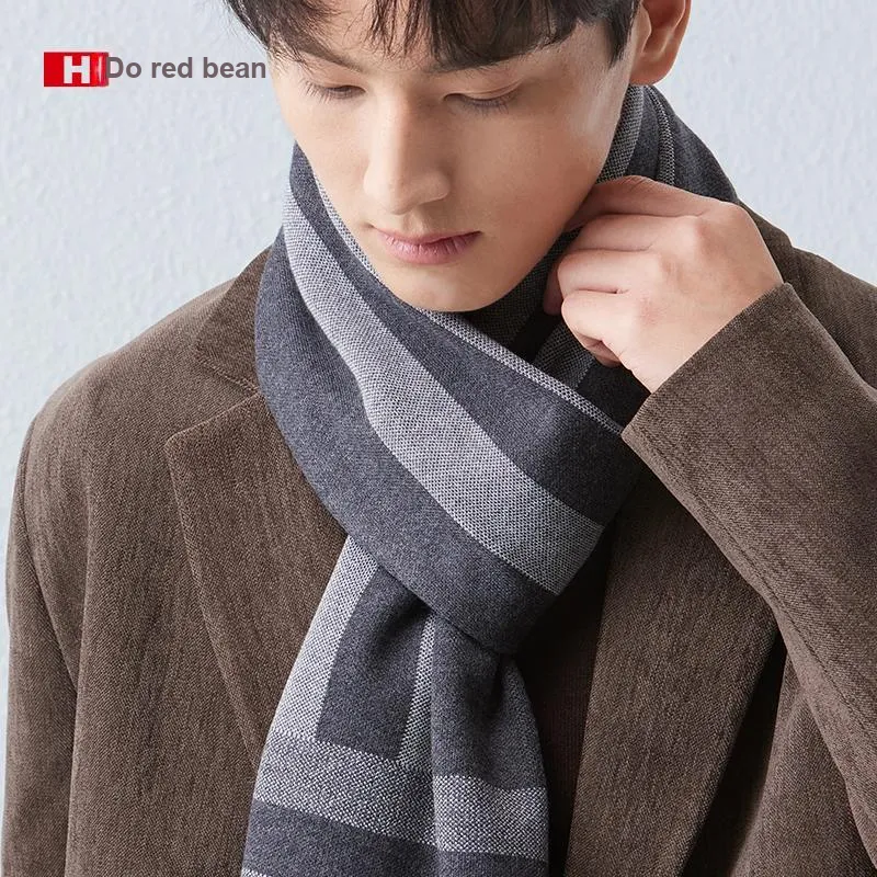 Red Bean Wool Knit Scarves Men's-6