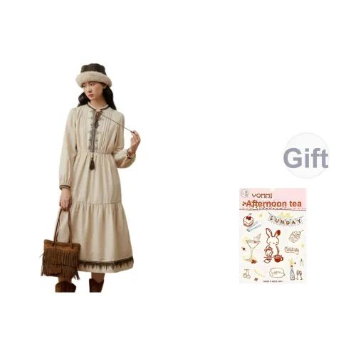 ZIHAN Длинное платье с длинными рукавами женское