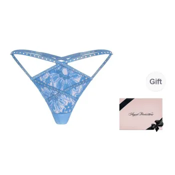 Agent Provocateur Lace Rhinestone-Embellished Thong Underpants Women's Sky Blue