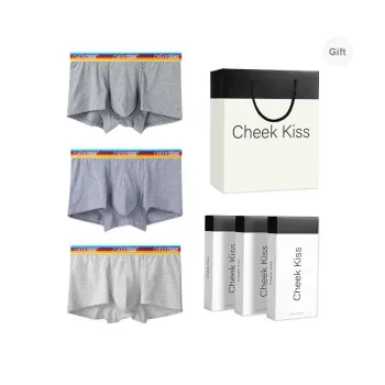 Cheekkiss Underpants Men's Comfortable Antibacterial Men's Quad Shorts 3 Pack Gift Box Set