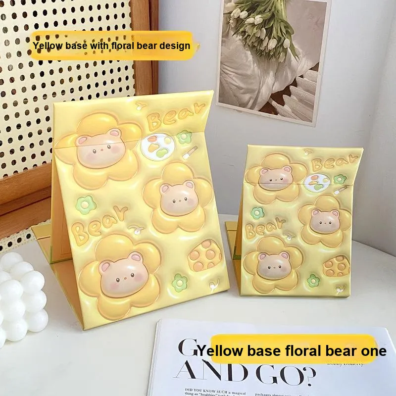 LUTEDAN Cartoon Foldable Make Up Mirrors Desktop Stand Large Size-12