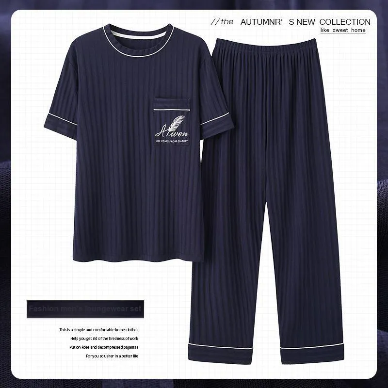 Ordifen Pajama Set Men's Dark Blue-2