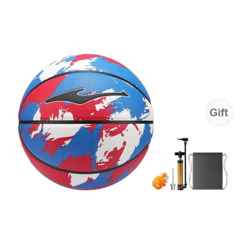 Erke Rubber Basketball Graffiti Red Size 7 Ball Training Match Unisex-4