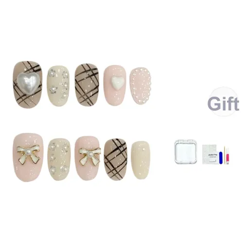 JINGCHANXUE Ручной работы Бабочка Универсальный Сердце False Nail Короткий Круглый Кожа Положительный Jump Цвет Coquette 14 мм