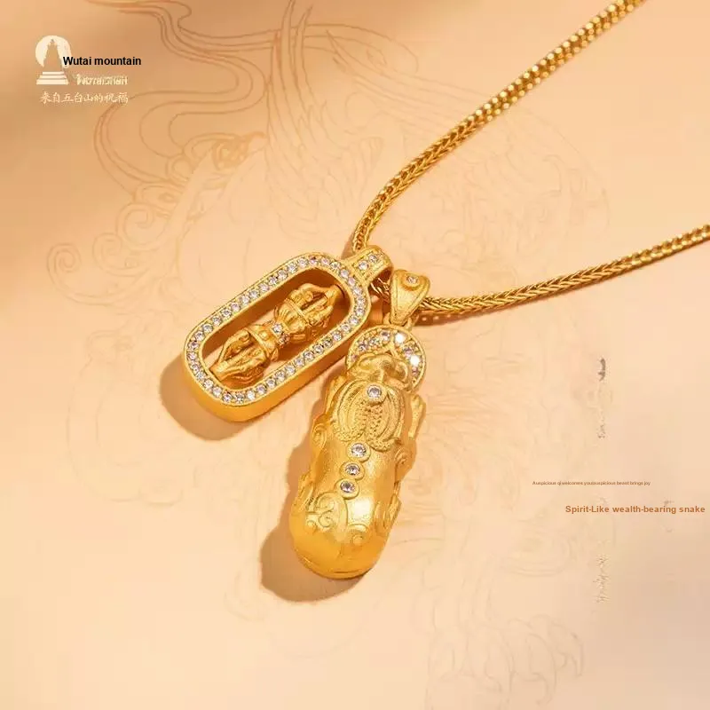 Mount Wutai Copper Gold Alloy Necklaces Unisex-1