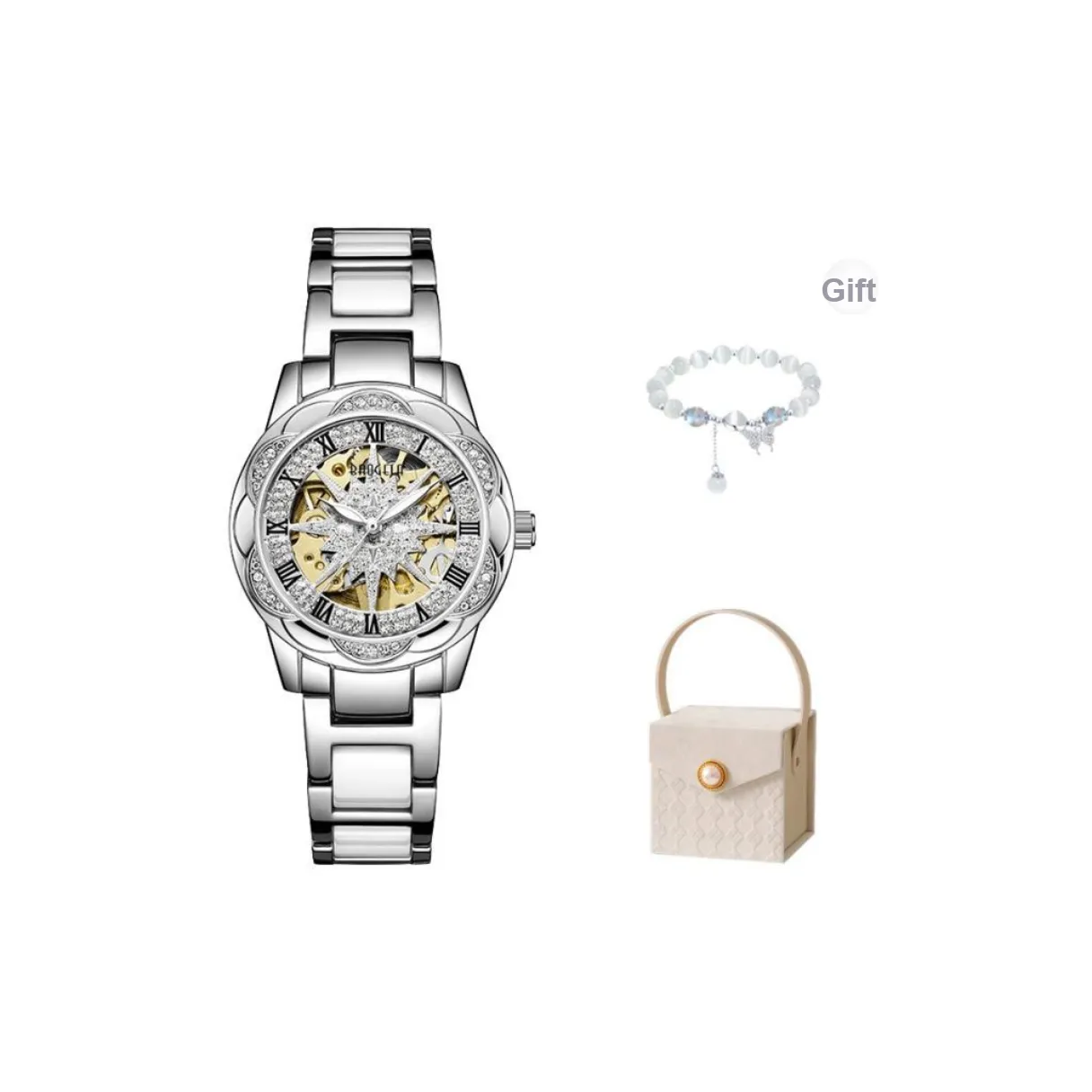 BAOGELA Кварцевый механизм Часы Женские Серебристый циферблат