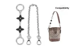 Silver (Round Buckle) Black Four-Leaf Clover 14cm+Silver Plate Buckle Decorative Chain 35cm