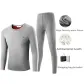 Thermal Underwear Tops+Long Johns (Light Heather Gray) Thickened and Fleece-Lined/3A Antibacterial/Invisible Crew Neck