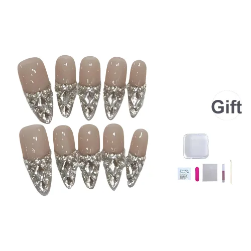 JIDUOMENG Handcrafted False Nail Изящный Кристальный Юбка Съемный Nail Штуки Яркий и Элегантный Миндаль