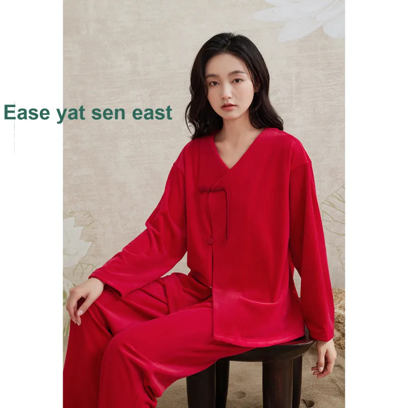 Aannsfam Pajama Set Women's Basic Red-1