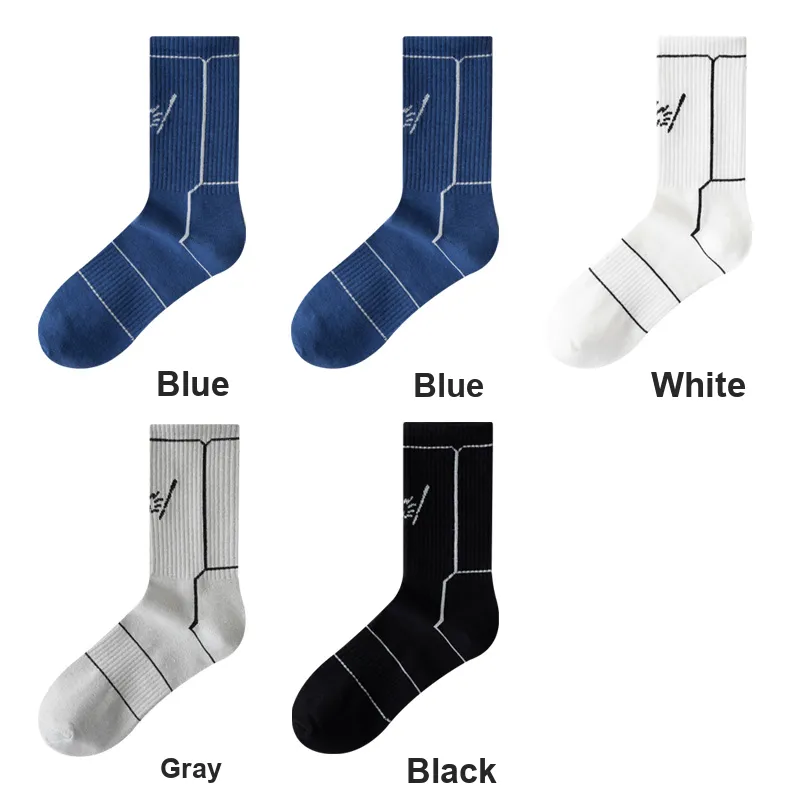 H YXIANG Mid Calf Socks Unisex 5 Pack-5