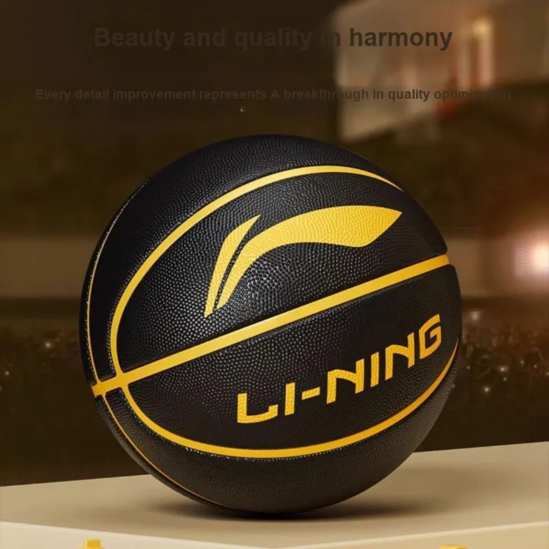 LiNing CBA Collection Rubber Basketball Black Gold Size 7 Training Unisex-3