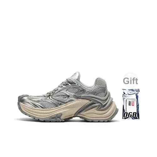 OGR Аbrasion Resistant визуально увеличивает рост Rebound Low Top Беговые кроссовки Унисекс Серебряный