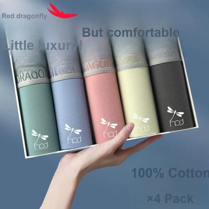 RED DRAGONFLY Cotton Panties Men's 4 Piece Gift Box Sets-5