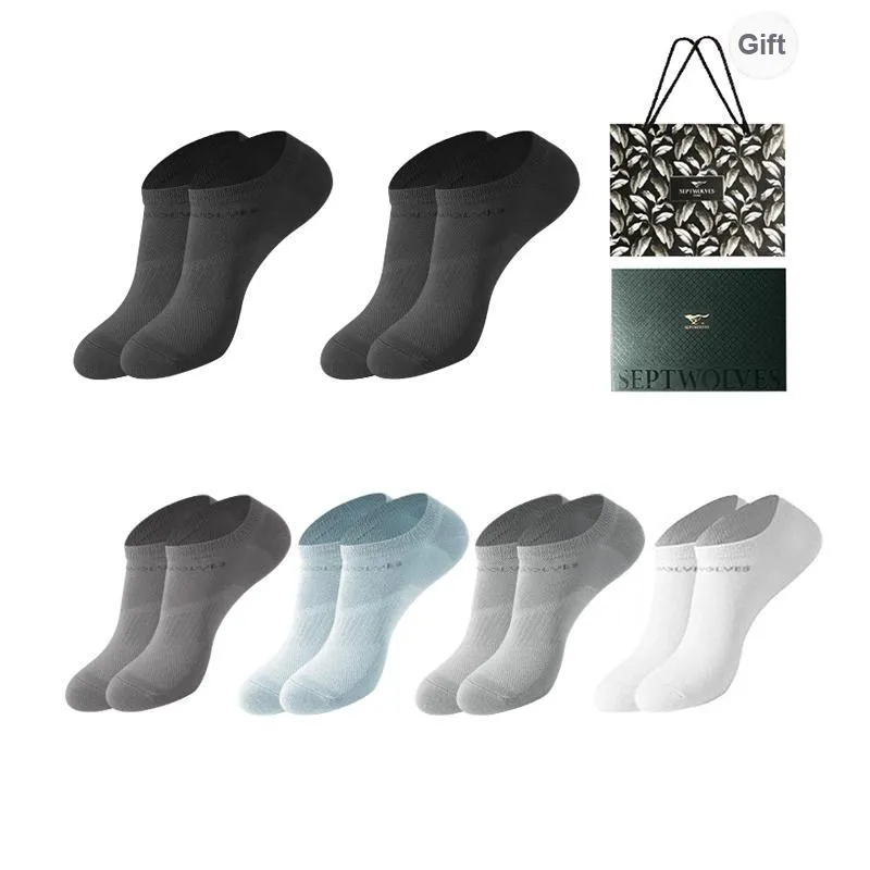 SEPTWOLVES Ankle Socks Men's 6 Pack Gift Box Set+Shopping Bag-46