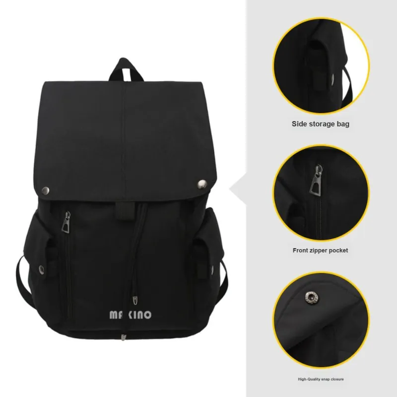 MAKINO Fabric Backpack Unisex Black/Gray/Coffee-3