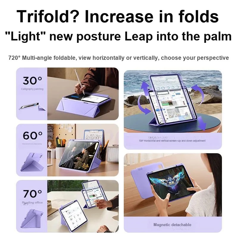 Lisen 360 Degree Rotation Compatible With IPad Air 5 Magnetic Tablet Protective Case With Pen Slot-11