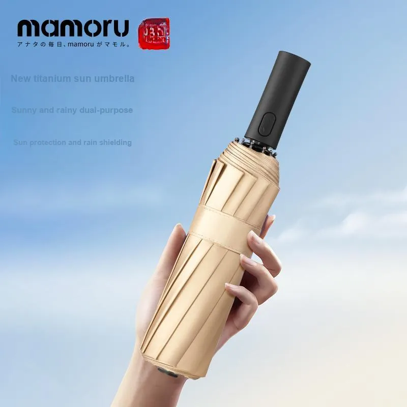 Mamoru Three Fold Automatic Umbrella Windproof Sun Umbrella Plus Size Foldable Dual Use For Sunny And Rainy Days-4