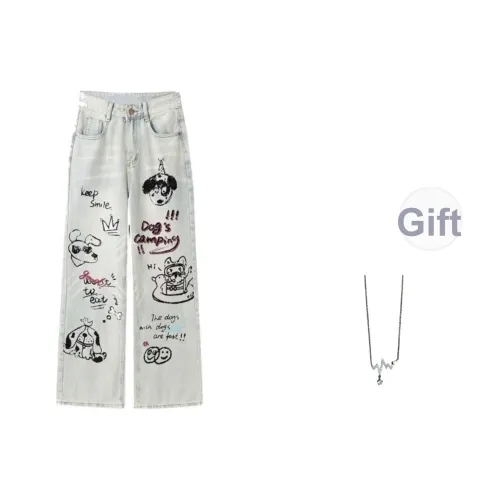 SONDR Светло-синий, В комплекте с ожерельем, Женские Джинсы