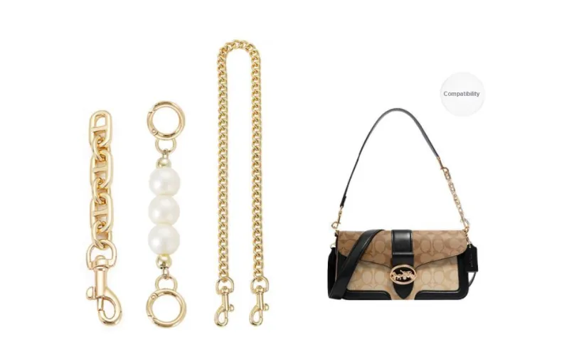 Lan Bao Fan Alloy Bag Strap Women's Gold Tone-2