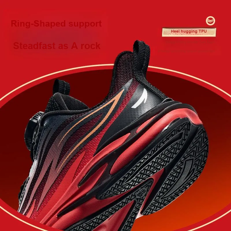 Antakids Chiyan Lightweight Cushioning Low Top Kids' Running Shoes Black Red Children Aged 3 7 Years Old-1