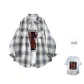 Gray Blue Plaid+White T-Shirt
