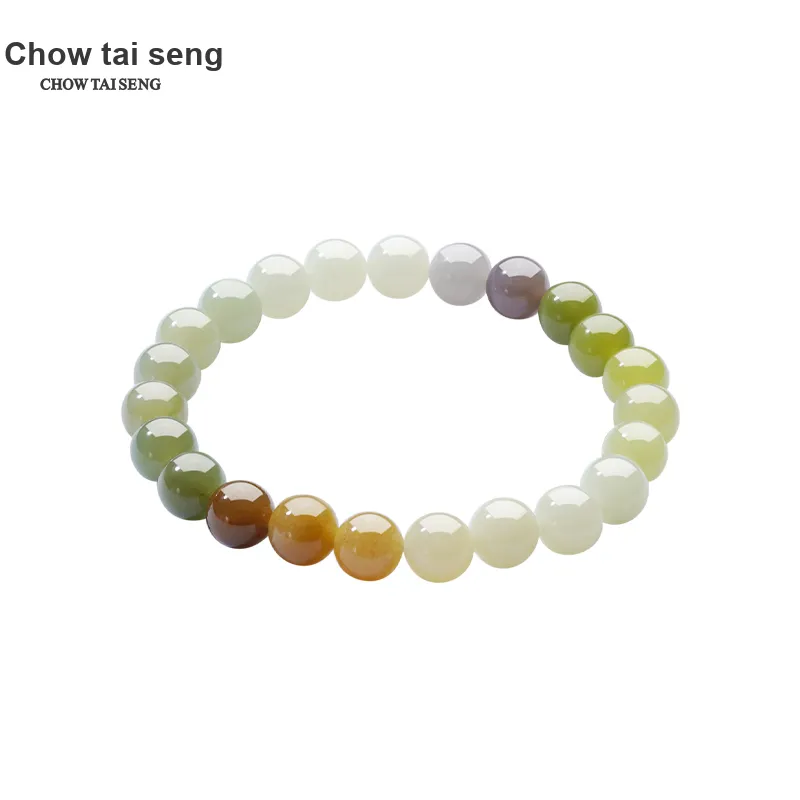 CHOW TAI SENG Hetian Jade Bracelet Hand Accessory Beads White Jade/Pale Greenish White Jade Women's-4