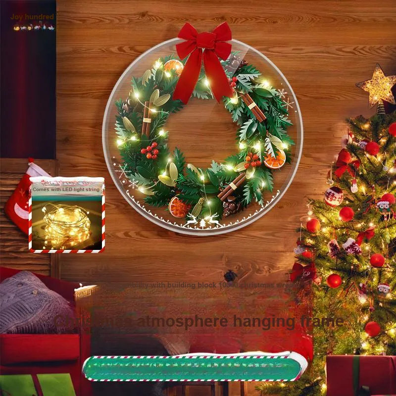 LIGHT YOUR BRICKS LeiYiBai Compatibility Building Block 10340 Christmas Wreath Wall Photo Frame Model Accessories-1