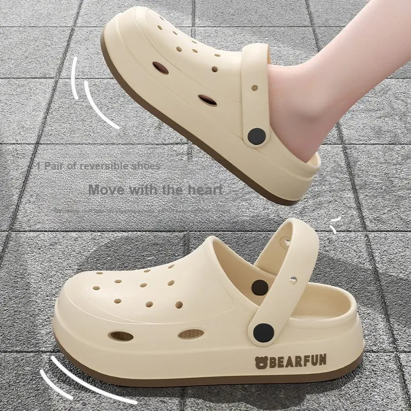 ECAC Slip Resistant Platform Closed Toe Slippers Home Slippers-2