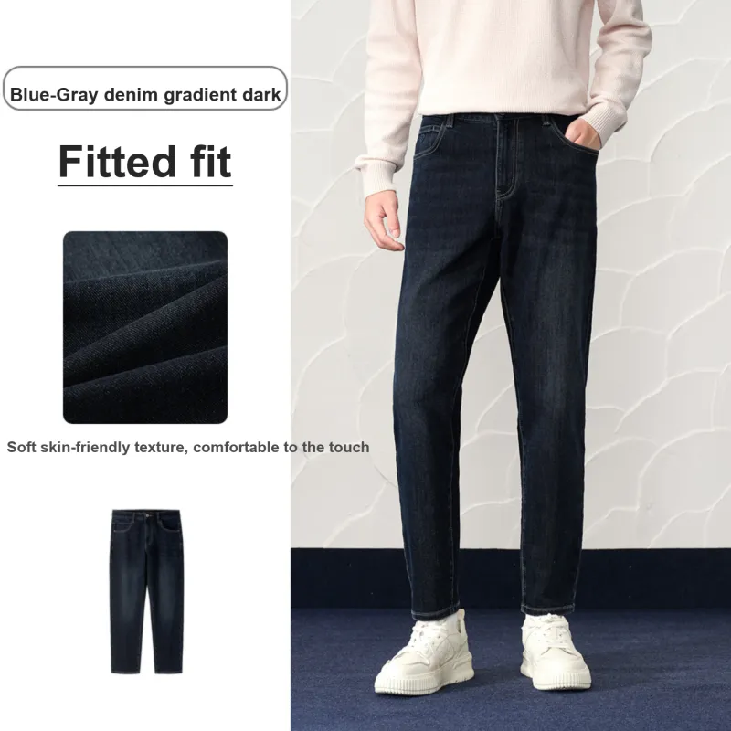 HLA Jeans Men Blue Gray Denim Gradient Dark 4C-2