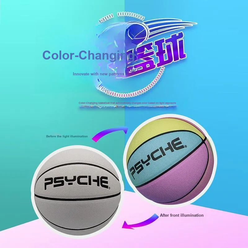 PSYCHE PU Basketball Yellow Pink Blue Size 7 Training Unisex-4
