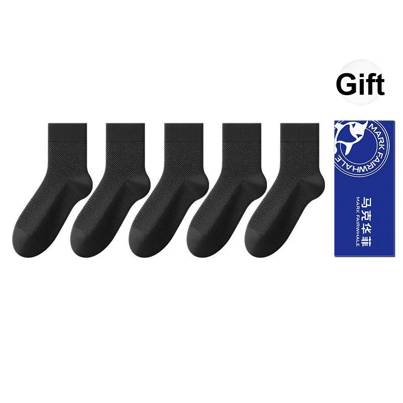 FAIRWHALE Mid Calf Socks Men's 5 Pack Gift Box Set-5