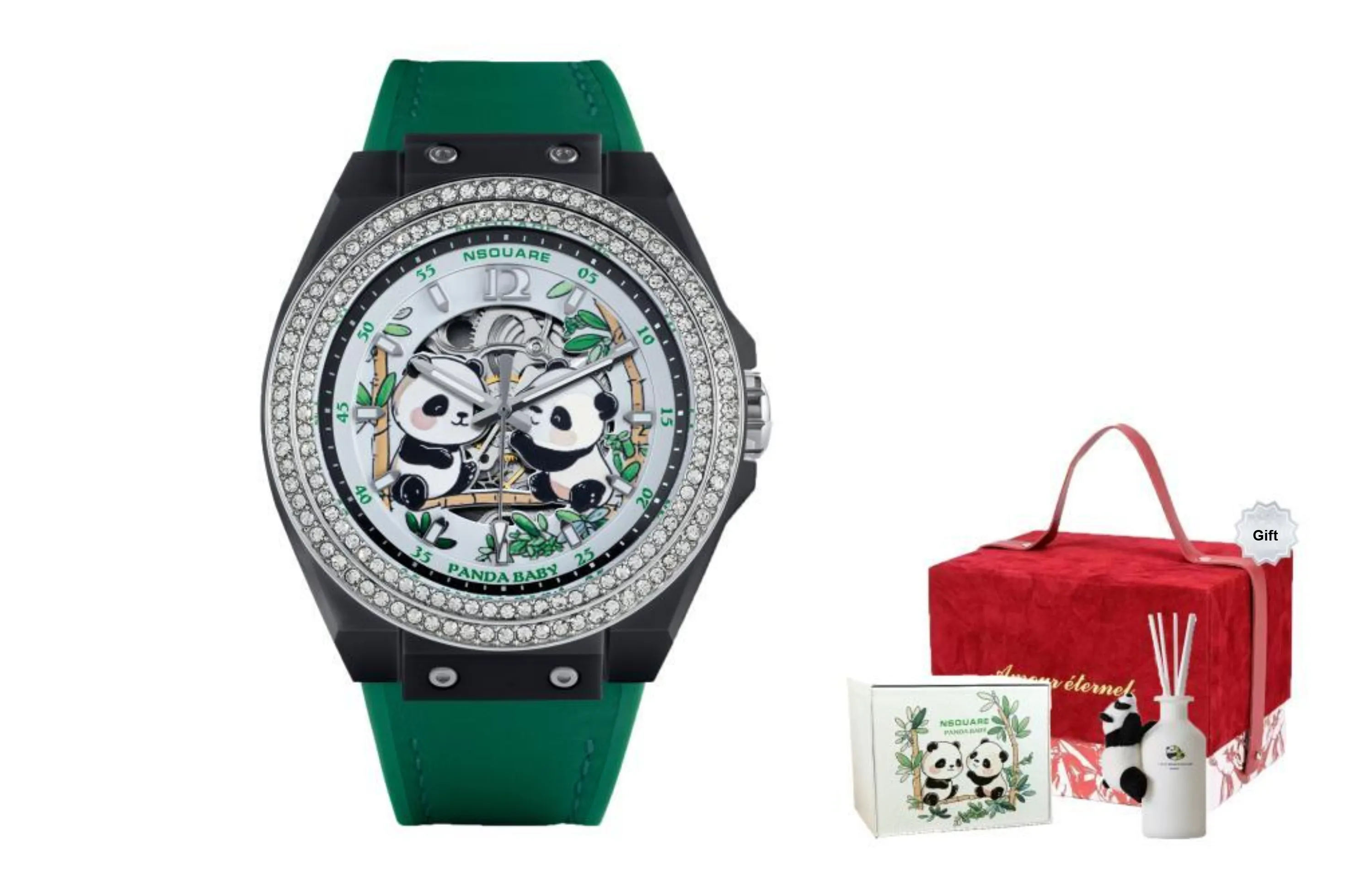 NSQUARE Panda Baby Collection Automatic Mechanical Movement Watch Men's Watches White Dial