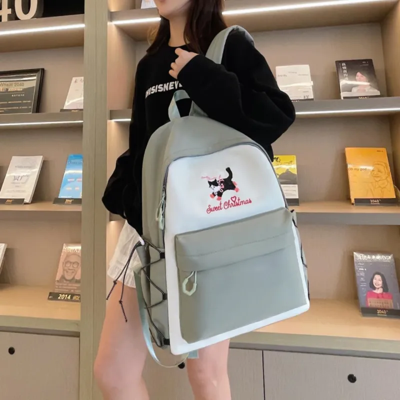 AIBAG Canvas Backpack Unisex White/Grey/Black/Orange-10