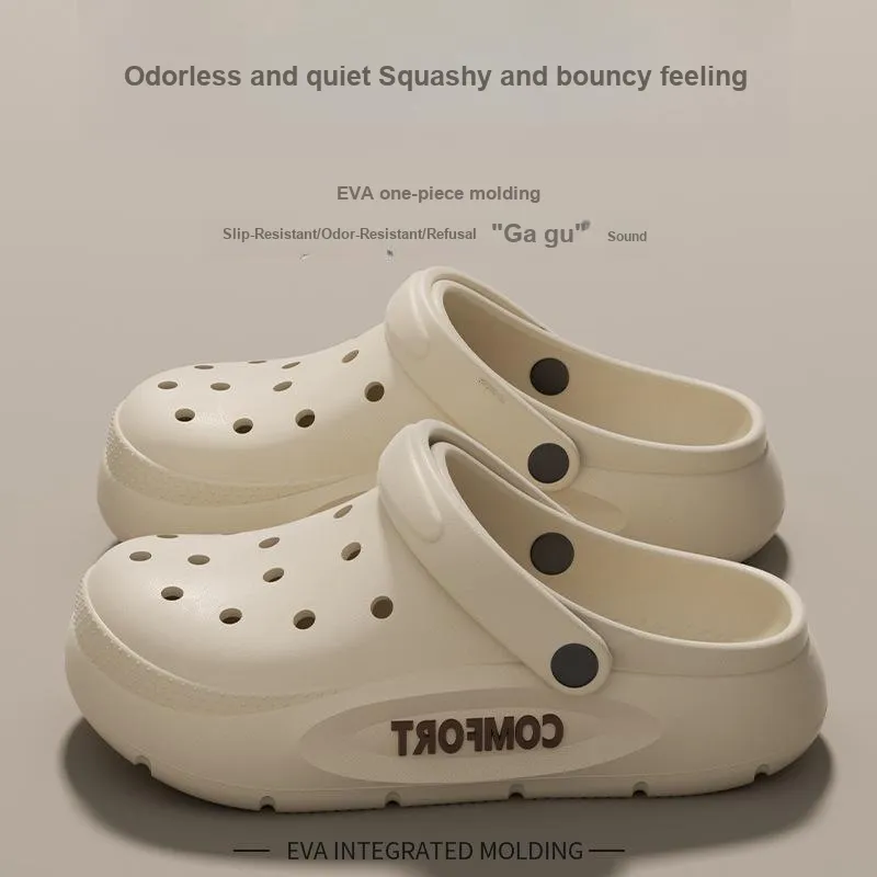 ECAC Platform Clogs Summer Height Increasing Slip Resistant Closed Toe Slippers-4