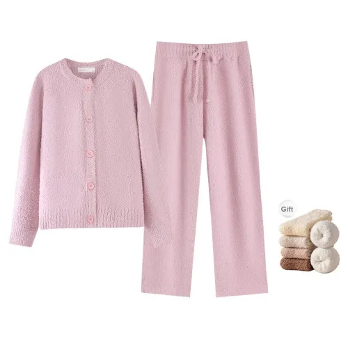ZumashL Luxury Designer Series Pajama Set Women's Comes With Fleece Socks Fairy Tale Pink