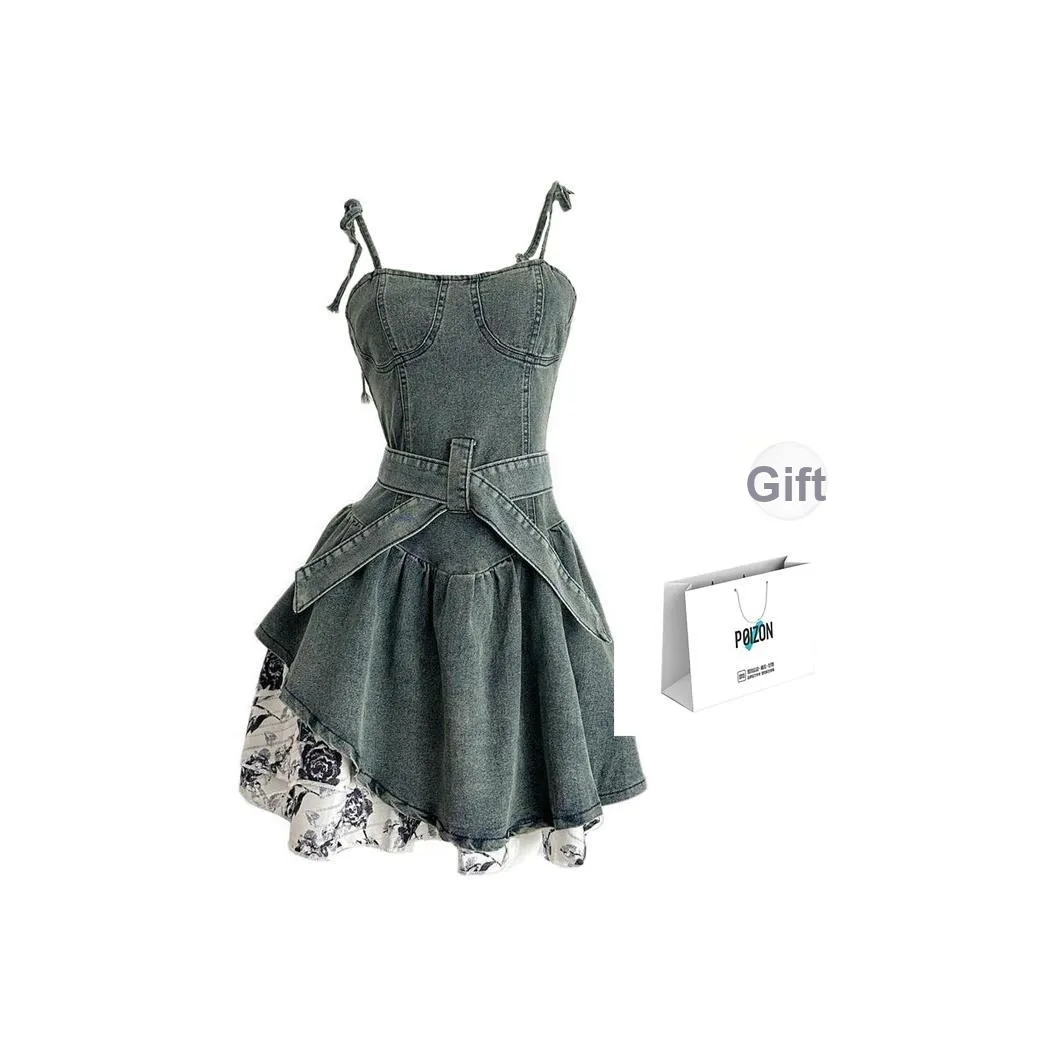 TORIGHT Slip Платье Женское Джинсовый Синий