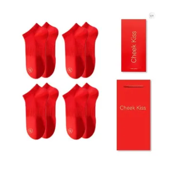 Cheekkiss Ankle Socks Men's Box 4 Pack Red