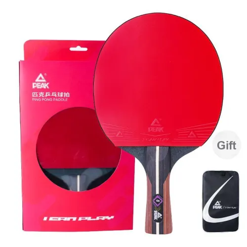PEAK Ping Pong Paddles Unisex 7 Layer Solid Wood Black Red
