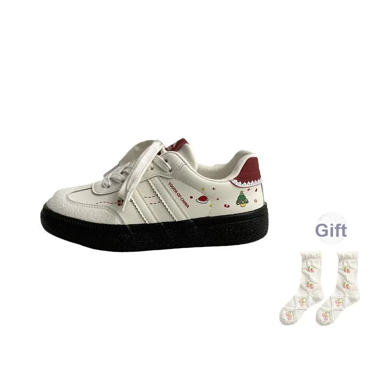 SHUXIAOBEI Low Top Skateboard Shoes Women's Beige Burgundy-13