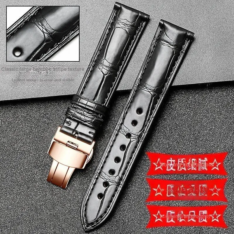 Gangjue Omega Compatibility Watch Band Genuine Leather Material-4