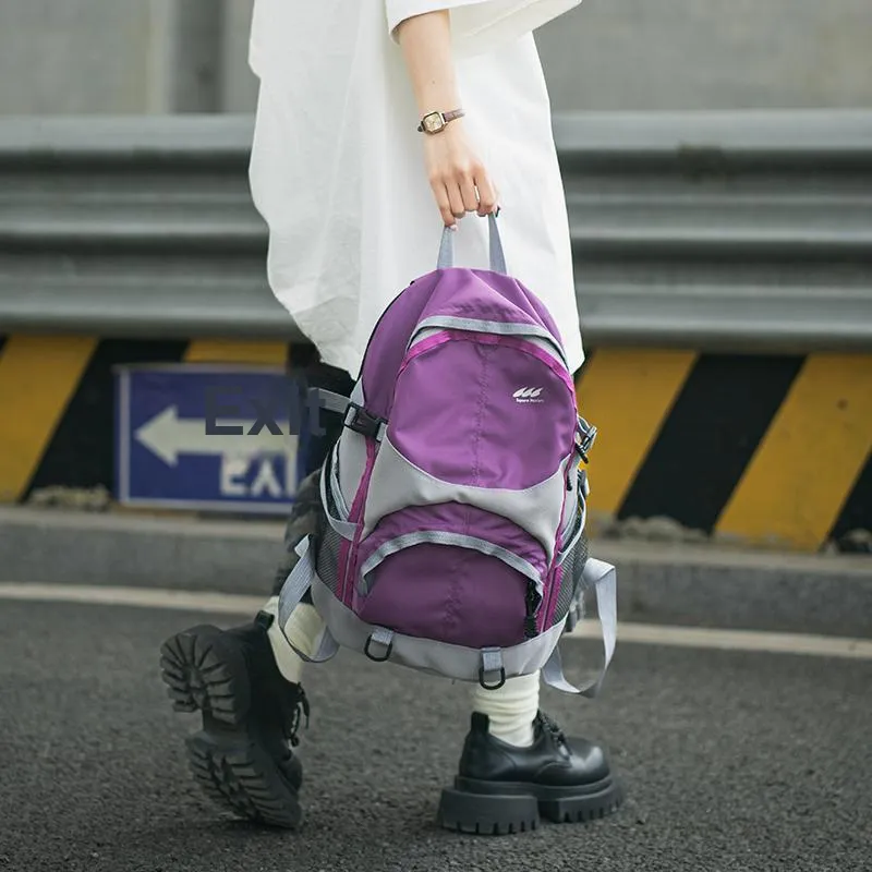Yalu Nylon Backpack Unisex Purple/Green-5