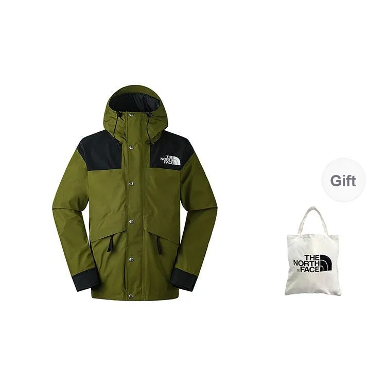 THE NORTH FACE 1986 Series Wind And Water Repellent Windbreaker Jacket Unisex Olive Green Includes Canvas Bag-0