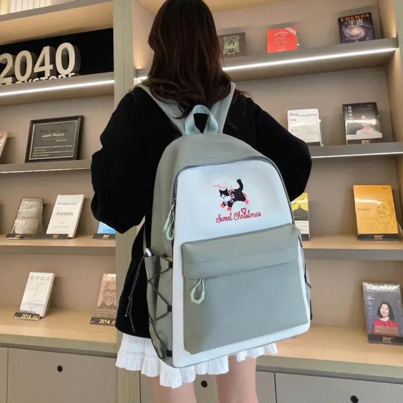 AIBAG Canvas Backpack Unisex White/Grey/Black/Orange-11