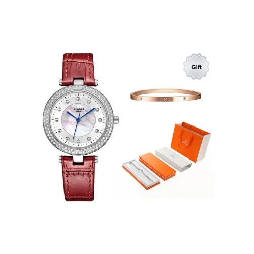 GEMAX Full Diamond Collection Наручные часы Кварцевый механизм Ремешок из натуральной кожи Часы для женщин