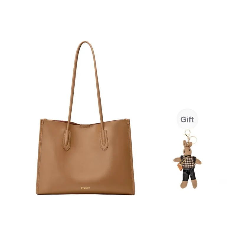 ST&SAT Cow Leather Tote Shoulder Bag Handbag Large Size Women's Dark Brown/Black-20
