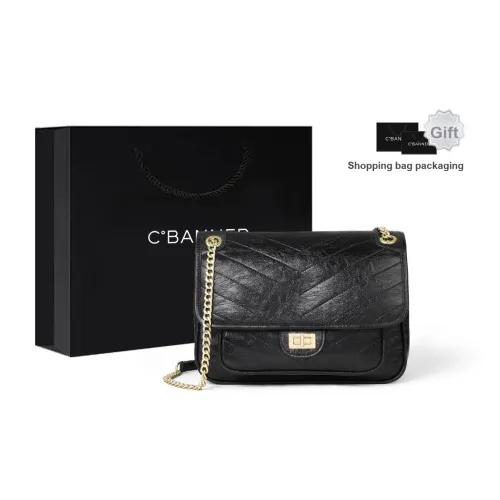 C°BANNER Коровья кожа с синтетической кожей маленькая квадратная сумка сумка с цепочкой сумка через плечо женская черная