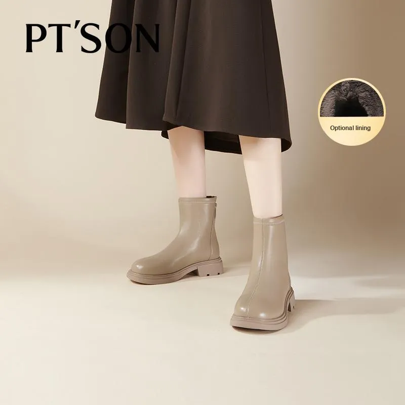 PT'SON Ankle Boots Women's Black/Apricot-22